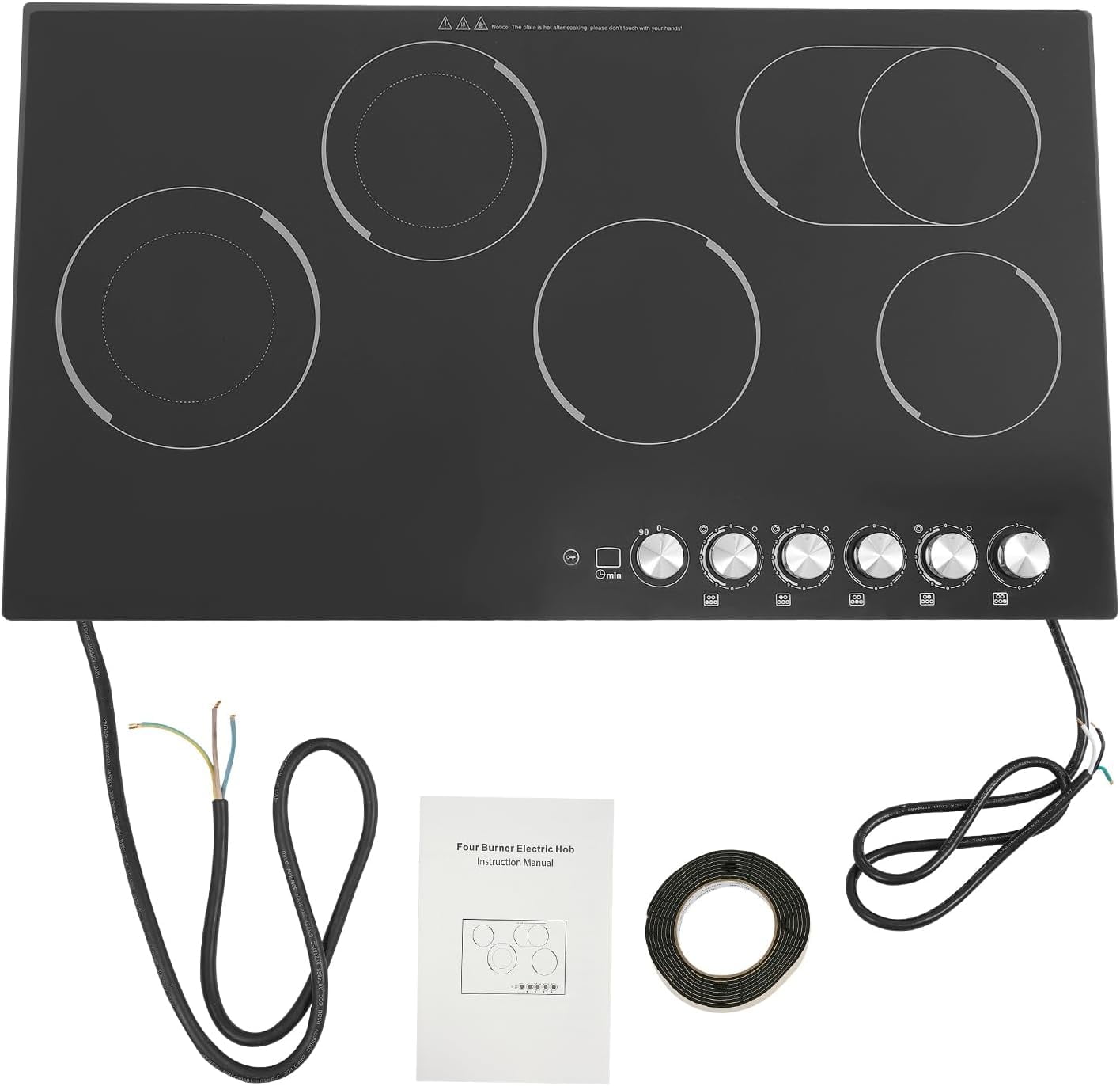 Electric Cooktop,5 Burners 110V Electric Ceramic Cooktop,with Kid Safety Lock, Timer, LED Display,Electric Stovetop for Kitchens, Hotels, Restaurants