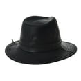 thumbnail image 3 of WITHMOONS Indiana Jones Hat Weathered Faux Leather Outback Hat GN8748 (Black), 3 of 4