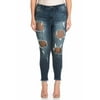 Cello Juniors' Plus Size Mid-Rise Destructed Cropped Skinny Jean