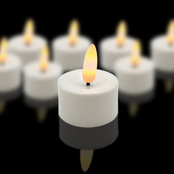 LumaBase Wick Flame Tealight Candles - Warm White (12 count)
