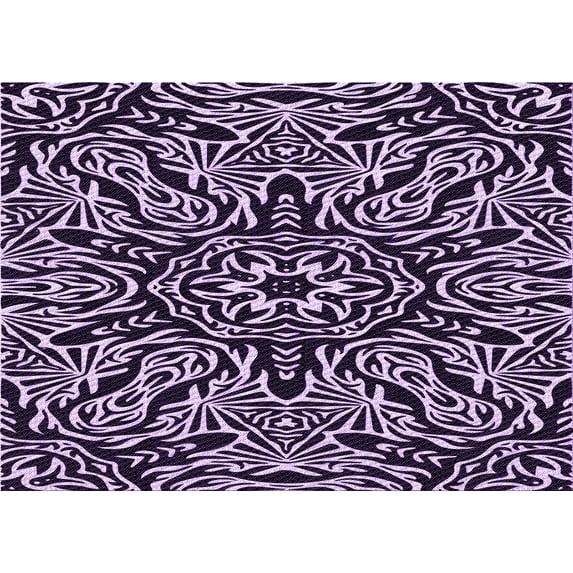 Ahgly Company Indoor Rectangle Patterned Bright Lilac Purple Area Rugs, 5' x 8'