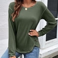 thumbnail image 3 of Hanerdun Women Round Neck Blouse Female Long Sleeve Tunic Tops Green XL, 3 of 5