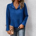 thumbnail image 4 of HLKJKLS Long Sleeve Shirts For Women Textured Long Sleeve Button V Neck Loose Pullover Sweatshirt Polyester Cotton Blend Blue S-Xl, 4 of 8