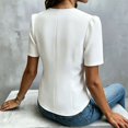 thumbnail image 5 of Kaemgyyd Shirts for Women Dressy Ruffle Front Round Neck Top Button up Short Sleeve Business Casual Summer Blouse, 5 of 6