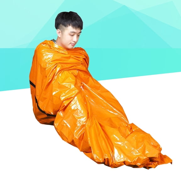 LULULION 1Pc Durable Lightweight Camping Sleeping Bag Orange with Waterproof Feature and Cozy Hood