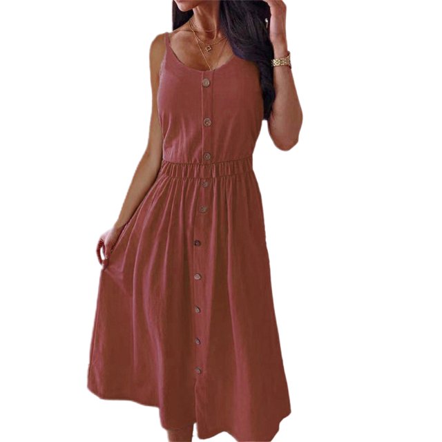 Sonducket Vestidos de verano para mujer sexy de moda Vestido largo para damas solteras Viajes Vestidos Rosado METRO