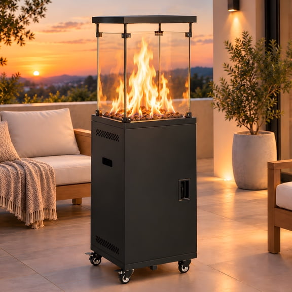 FOOWIN 48,000 BTU Propane Patio Heater,Outdoor Standing Heater with Wheels & Cover
