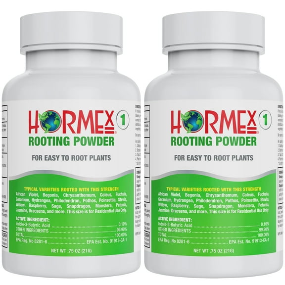 Hormex Rooting Powder #1 - Root Hormone & Stimulator for Delicate Plant Cuttings Propagation, 2 Pack