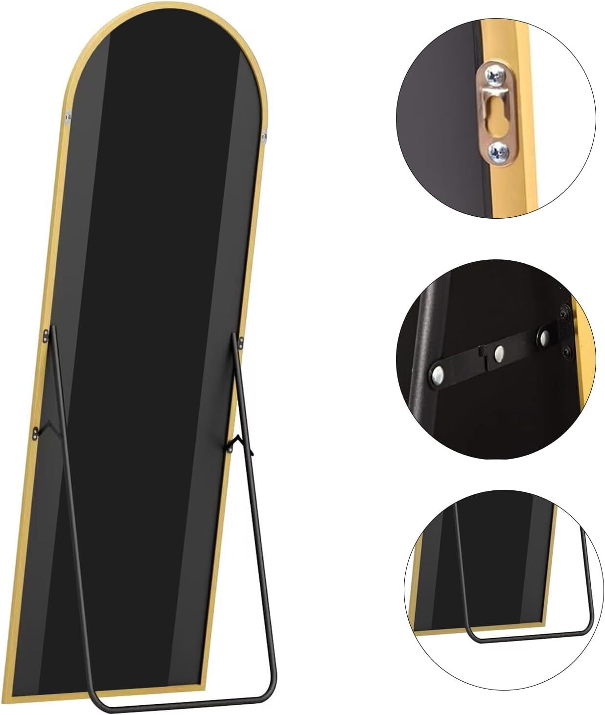Anyrose 68"x22" Arched Full Length Mirror Aluminum Alloy Frame Floor Mirror,Gold