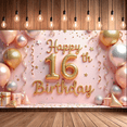 thumbnail image 7 of Gold Balloon Happy Birthday Banner Decorative Stars Design for Sweet Sixteen Party Celebration, 7 of 7