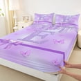 thumbnail image 3 of Manfei Personalized Initial Letter E Girl 4-Piece Full Size Sheets,Flying Butterfly Bed Sheets,Dreamy Princess Lightweight Sheet Sets,Bling Glitter Room Decor, 3 of 7
