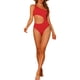 thumbnail image 2 of Traje de baño de una pieza para mujer, con un hombro, corte asimétrico, traje de baño sólido Monokini Rojo Mediano, 2 of 5