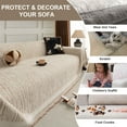 thumbnail image 4 of Eurhowing Non Slip Sofa Cover for 1/2/3/4 Cushion Couch, Pet Proof Chenille Throw Slipcover Blanket, Machine Washable Furniture Protector for Living Room (Beige, 71"×150"), 4 of 9