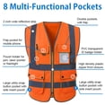 thumbnail image 2 of TOPTIE 8 Pockets High Visibility Safety Vest ANSI ISEA Class 2 Reflective Vest-Blue-4XL, 2 of 7