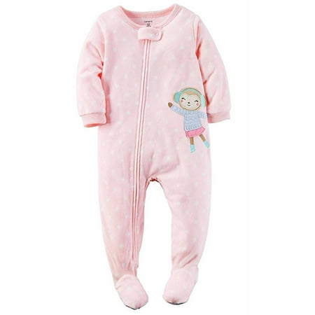 

Carters Girls 1 Piece Footed Sleeper Zip Up Fleece Pajama (Pink Dots/Skate 3T)
