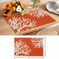 thumbnail image 6 of Coral Orange Placemats Set of 8 Coastal White Ocean Marine Nautical Beach Place Mats Indoor Wipeable Table Mats Washable Cloth Dining Table Placemats for Kitchen Holiday Party Home Decor 13x19 Inch, 6 of 9