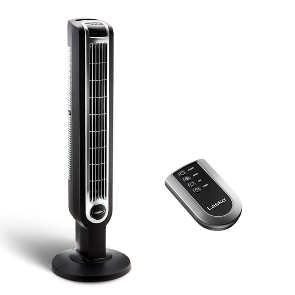 Lasko Oscillating Tower Fan with Remote Control, 3 Quiet Speeds, Timer for Bedroom, Kitchen, Office Use, Black, 36" 2511