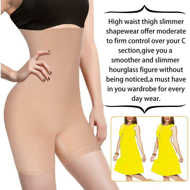 High Waisted Body Shaper Boyshorts Tummy Control Waist Slimming and Back  Smoothing Shapewear for Women, Beige, XS 