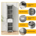 thumbnail image 3 of EVMORE 6-Tier Bathroom Storage Cabinet, Narrow Tall Cabinet Freestanding Storage Tower with Doors and Adjustable Shelves for Living Room, Kitchen, Home, Office - Gray, 3 of 7