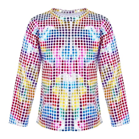 

ZMHEGW Toddler Girls Boys Casual Sequin Glitter Party Carnival Gown Long Sleeves Top Toddler Boys Girls T Shirts