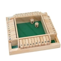 Shut The Box Game for 4 Players - Wooden Board Tabletop Family Math Game with 12 4 Dice