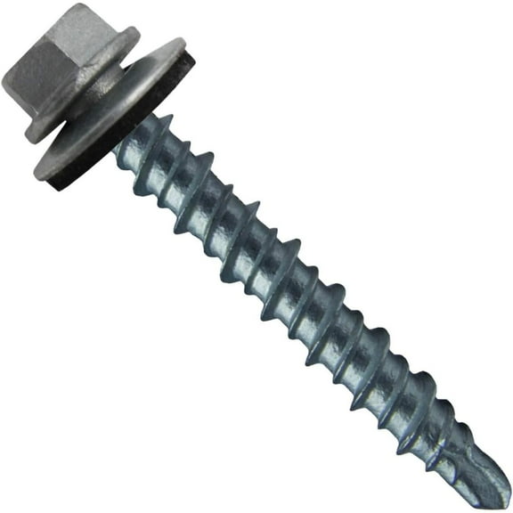 Metal Roofing Screws: (250) 10 x 1" Zinc/No Paint Galvanized Hex Head Mini Driller Sheet Metal Roof Screw. Self Starting Metal to Wood siding Screws. EPDM Washer.