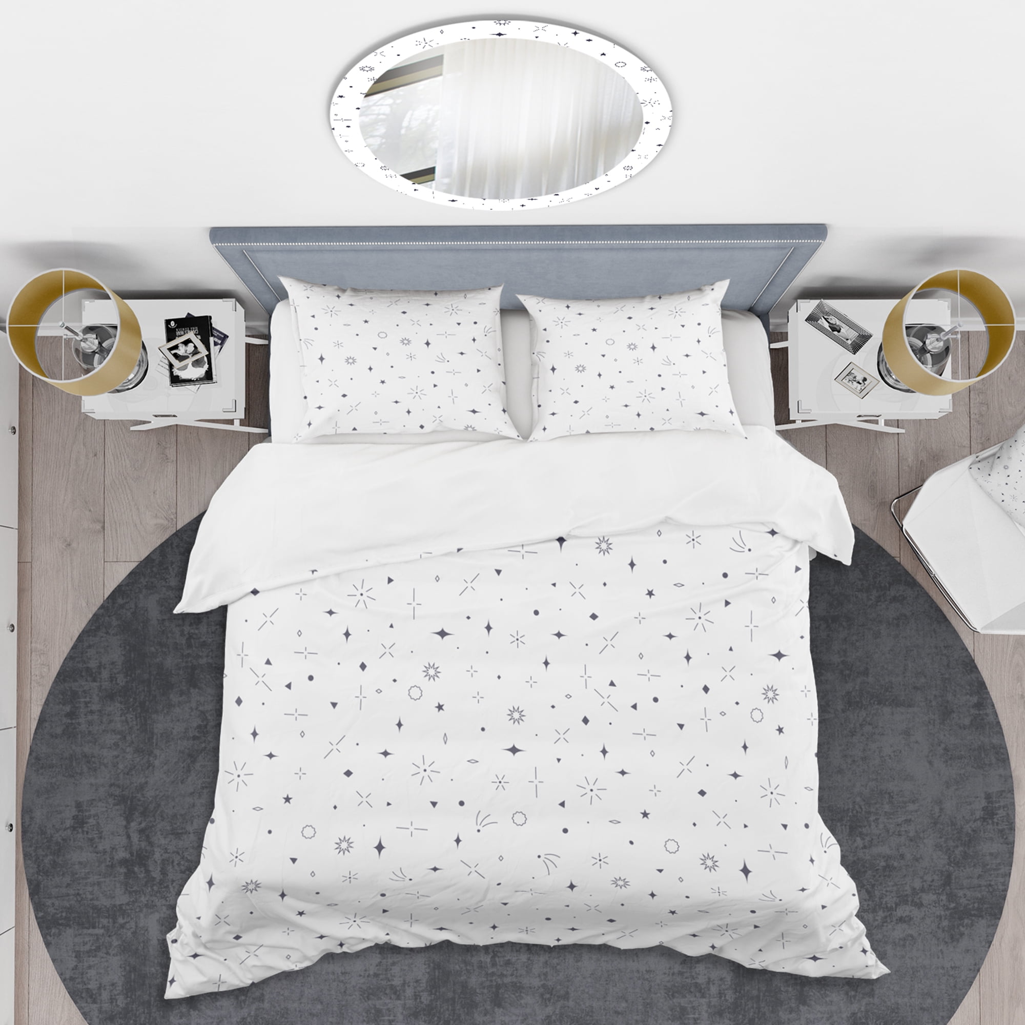 Designart 'Golden Geometrical Diamond Pattern III' Mid-Century Modern Duvet Cover Set