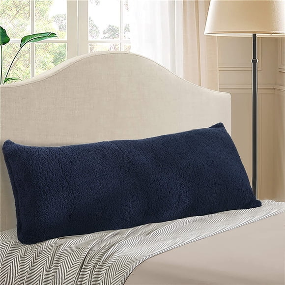 Reafort Housse/étui de Traversin en Sherpa Ultra Doux avec Fermeture Éclair 21"x54 Pouces (Housse de Traversin 21"x54 Pouces, Bleu Marine)