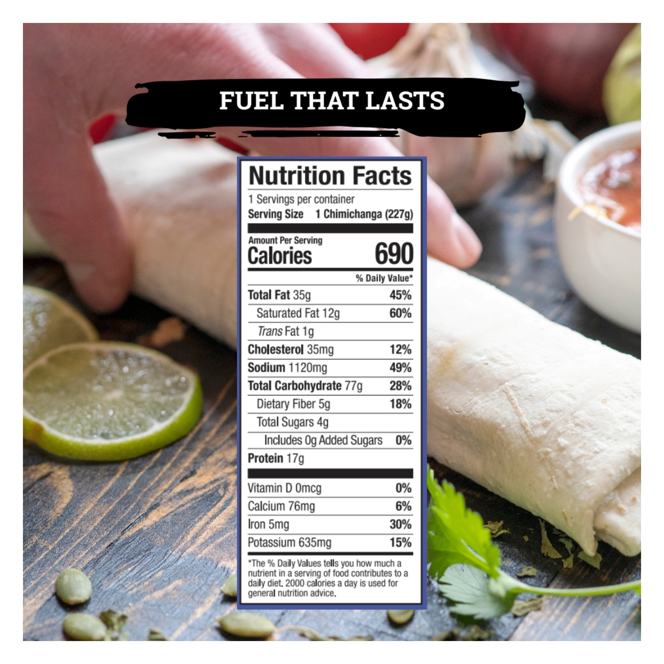 Tina's Big Chimichanga Spicy Beef & Bean, Quick Microwave Meal, 17g Protein, 8 oz