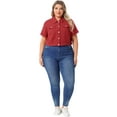 thumbnail image 3 of DARING DIVA Women's Plus Size Short Sleeves Button Down Cropped Jackets 2X Red, 3 of 6