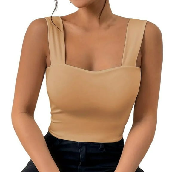 Kureaily Popular Strapless Vest With Wide Shoulder Straps Sleeveless Top And Body Hugging Hot Girl Vest. Summer Sleeveless Tanks