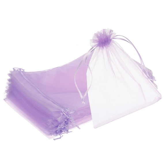 25pcs Organza Bags 8x12  Drawstring Favor Pouches Sheer Mesh Bag Deep Purple