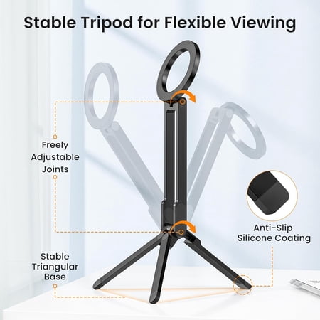 MHAWBL-Magnetic Phone Tripod Stand Foldable Pocket Cell Phone Mount Adjustable Travel Gym Selfie Stick Mini Tripod Handle Desktop Stand for MagSafe iPhone 17 16 15 14 13 12 11& All Smartphones Black