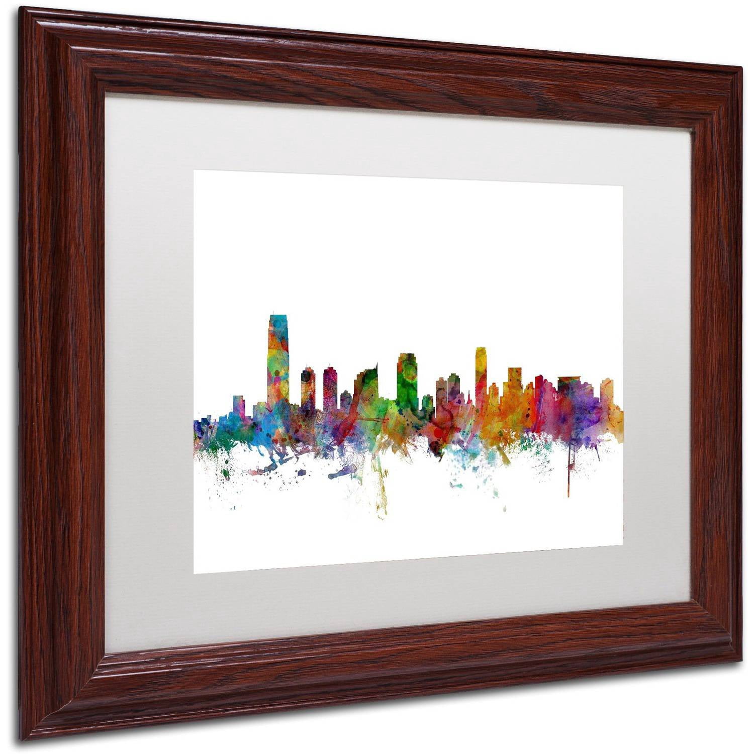 Trademark Fine Art 'Jersey City New Jersey Skyline' Canvas Art by Michael Tompsett, White Matte, Wood Frame