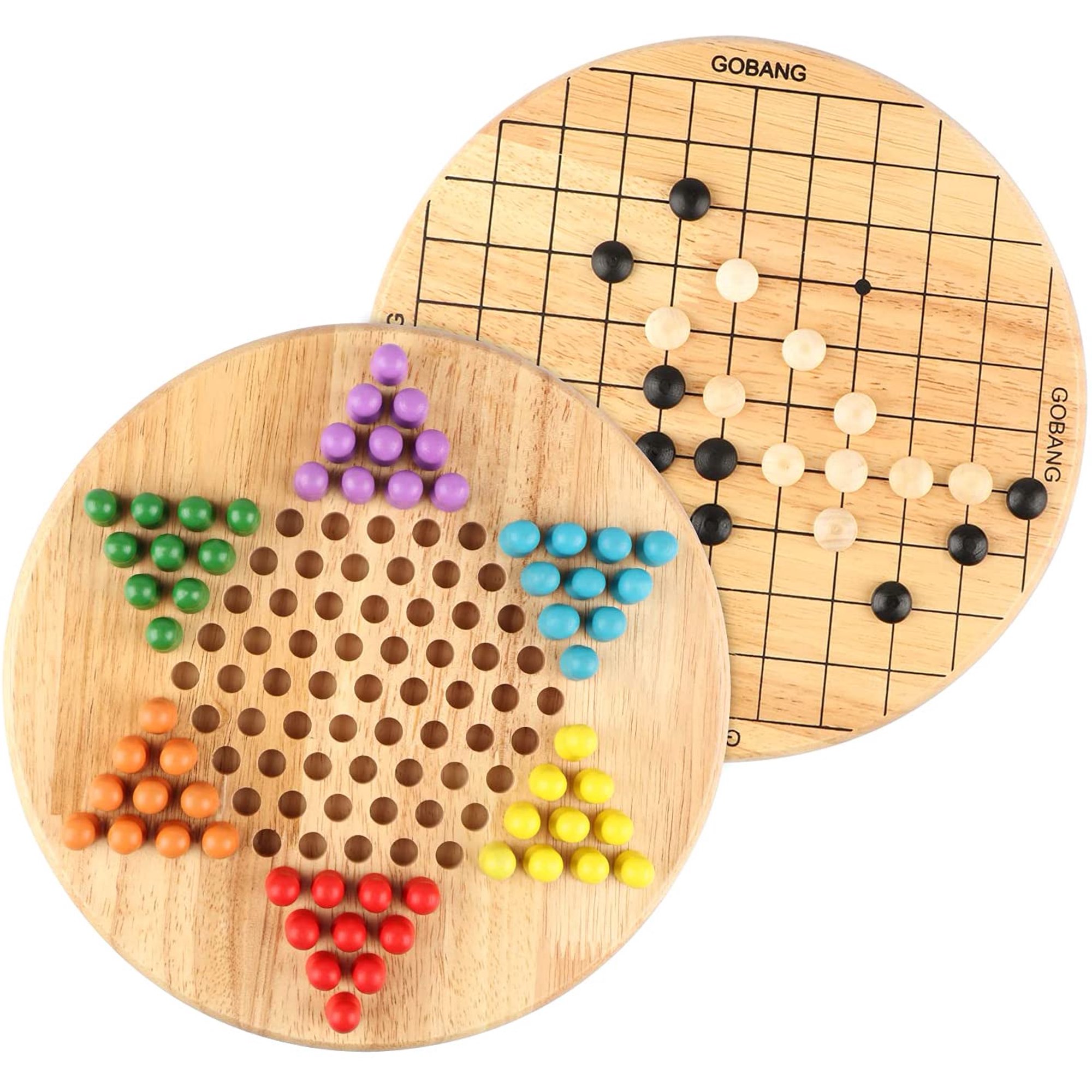 2 in 1 Wooden Chinese Checkers & Gobang (Five in a Row ...