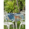 thumbnail image 2 of Teal Brown Beach Coastal Outdoor Tablecloth - 60 Inch Round Dining Table Cover, Summer Nautical Coral Shell Botanical Vintage Waterproof Outdoor Table Cloth with Umbrella Hole & Zipper for Patio, 2 of 7