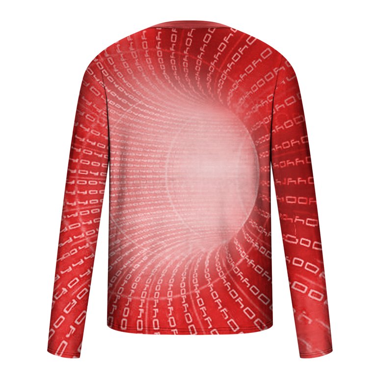 ZCFZJW Long Sleeve Tee Shirts for Men Fashion 3D Abstract Graphic Hawaiian  T-Shirt Big and Tall Regular Fitted Crew Neck Pullover Sweatshirts Tops