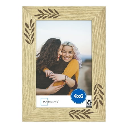 Mainstays – 4x6 Picture Frame – Etched Wood Leaves Tabletop Photo Frame