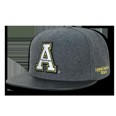 W Republic Apparel 1022-104-CHABLK Appalachian State Melton Vinyl Snapback, Charcoal & Black