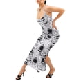 thumbnail image 2 of hirigin Women Spaghetti Strap Dress Summer Casual Angel Baby Print Split Party Bodycon Dress for Beach Nightclub, 2 of 8