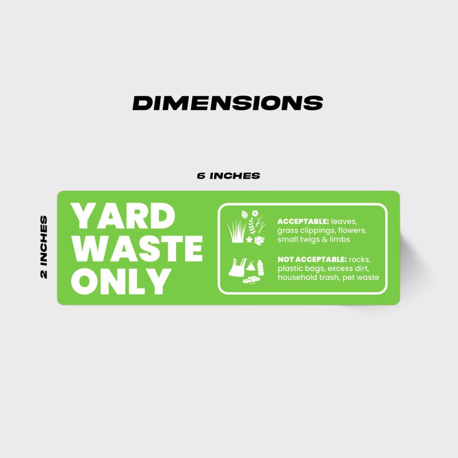 Yard Waste Stickers - Trash Bin Labels with Helpful Do  Don't Reminders | 4 Pack