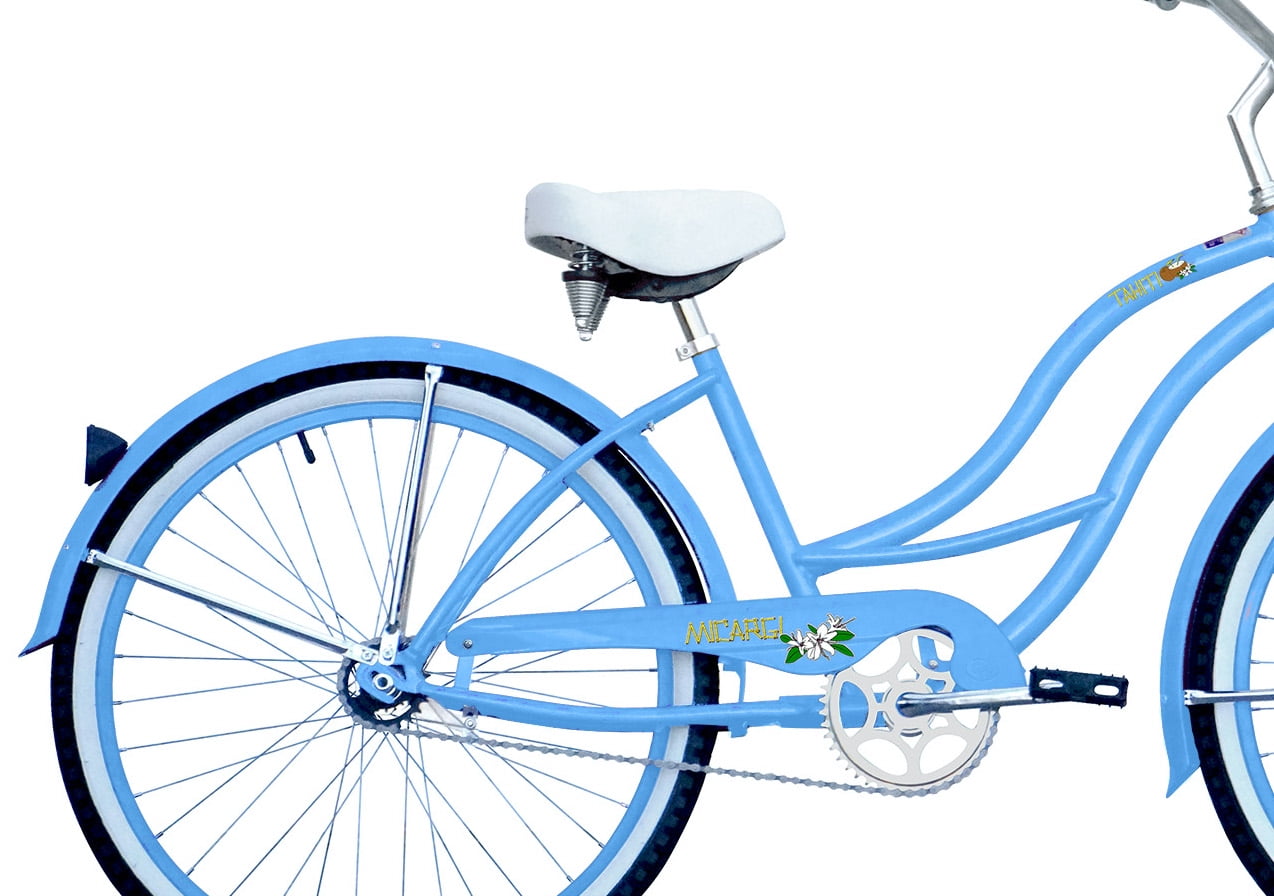 Wonder Wheels 26" Beach Cruiser Coaster Brake Stainless Steel Spokes One Piece Crank Alloy Baby Blue Rims 36H W/ Fenders - Baby Blue
