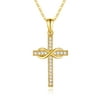 AOBOCO 14K Gold Cross Necklace for Women, Solid Gold Infinity Cross Pendant Necklace with Cubic Zirconia, for Men Friend Mum Sister Her