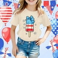 thumbnail image 2 of 250 Anniversary Usa Shirt Summer Tops Graphic Tees for Girls Stylish Printed Short Sleeve Round Neck Comfortable Casual Daily Everyday Wear Light Yellow, 2 of 5