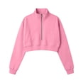 thumbnail image 3 of Gytharion Women's Plus Size Cropped Half-zip Sweatshirts Stand Collar Solid Color Soft Cozy Fashion Athleisure Pullover Tops Comfortable Basic Pullover Sweatshirts, 3 of 7