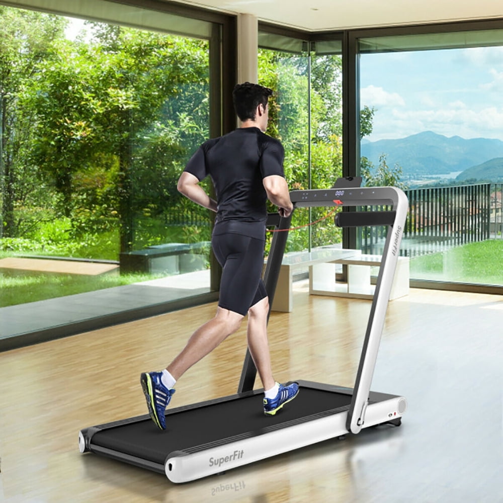 Topcobe 4.75HP 2 In 1 Folding Treadmill with Remote APP Control, Indoor Fitness Equipment, Modern Sports Equipment-White