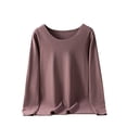 thumbnail image 1 of Minnieouse Ropa interior de fondo para mujer, lencería gruesa cálida para niñas, Tops de capa Base de cuello de manga larga de Color sólido de Ropa interior Café oscuro METRO Minnieouse AP013747-17, 1 of 6