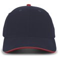 thumbnail image 1 of Brushed Twill Cap with Sandwich Bill, Navy & Red - One Size, 1 of 1