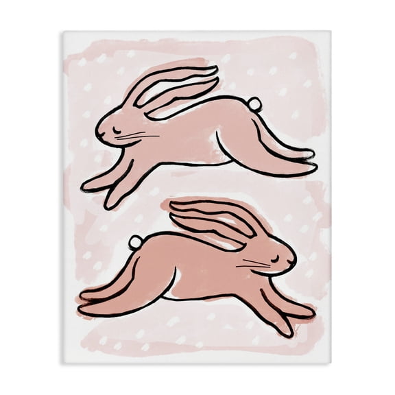 Stupell Industries Cottage Pink Ink Watercolor Bunnies Canvas Art, 16 x 20, by Lil' Rue