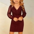 thumbnail image 2 of RMGVDSD Girls Party Dress Kids Glitter Dress Puff Long Sleeve Mesh Dresses Slim Fit V Neck Sequin Dress Girl's Elegant Mini Sundress 11-12 Years, 2 of 7